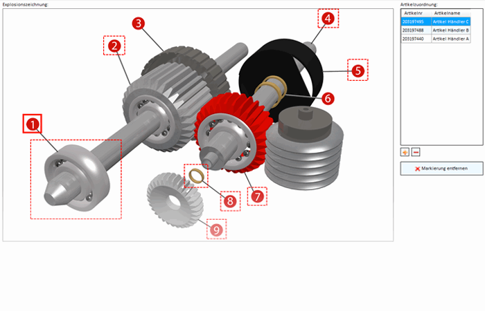 Ersatzteile per Explosionszeichnung in sync4