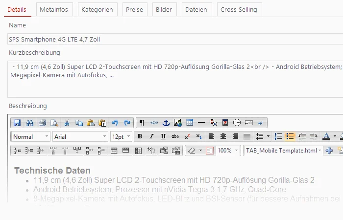 sync4 Schnittstelle sync4 Shop bearbeiten