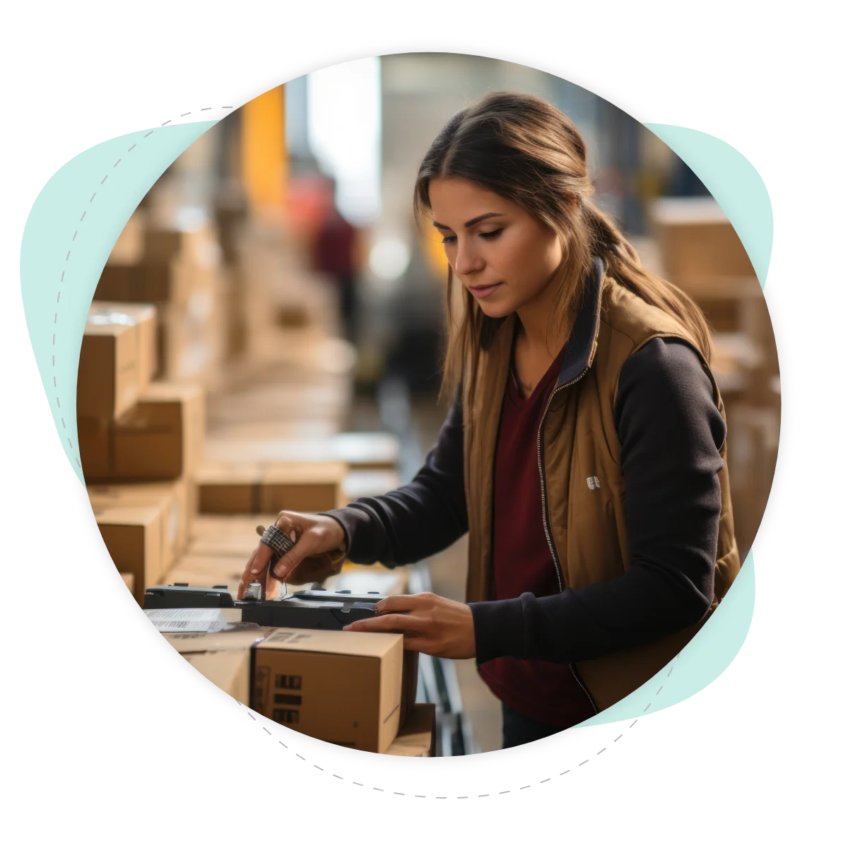 Frau versendet Bestellungen